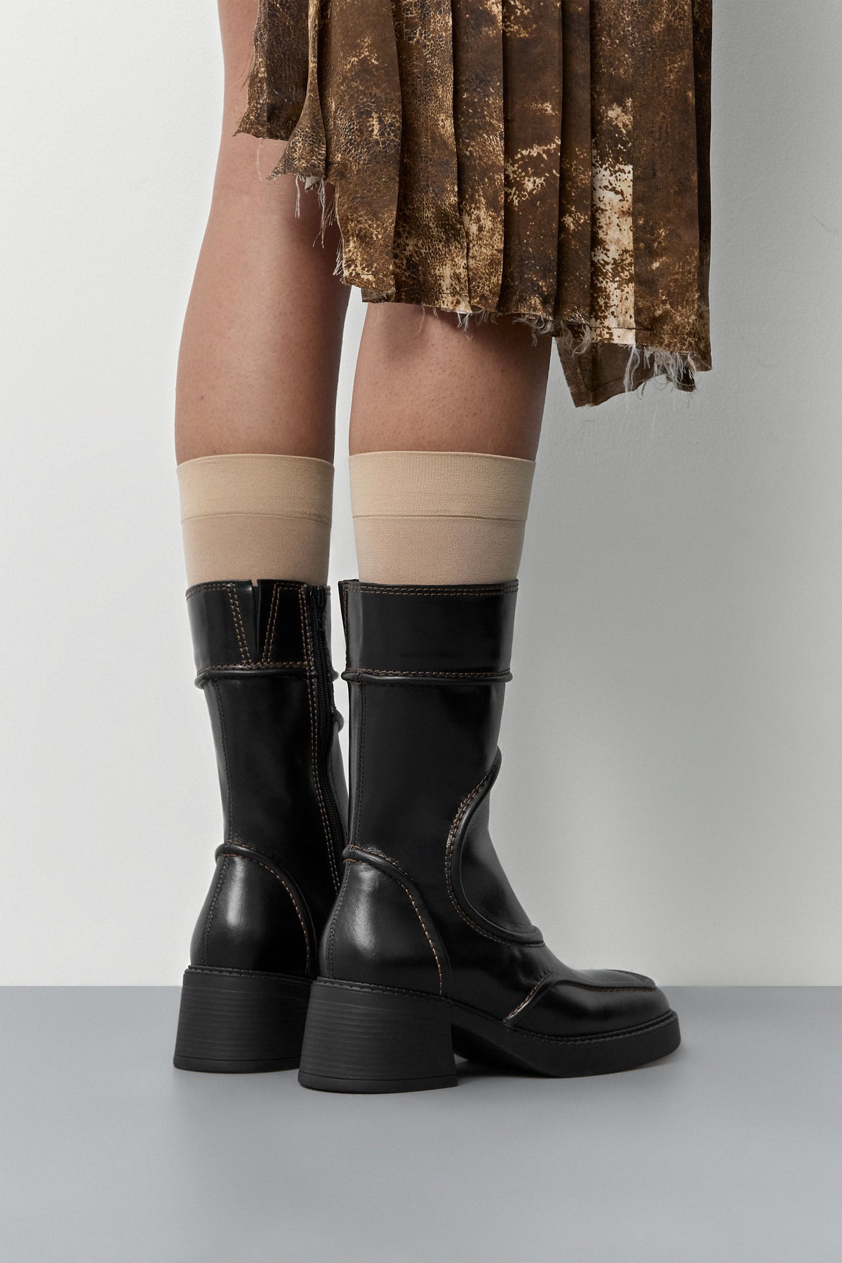 Malene Black & Brown Ankle Boots
