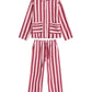 Florine PJ Set Burg/Pink Wide Stripe