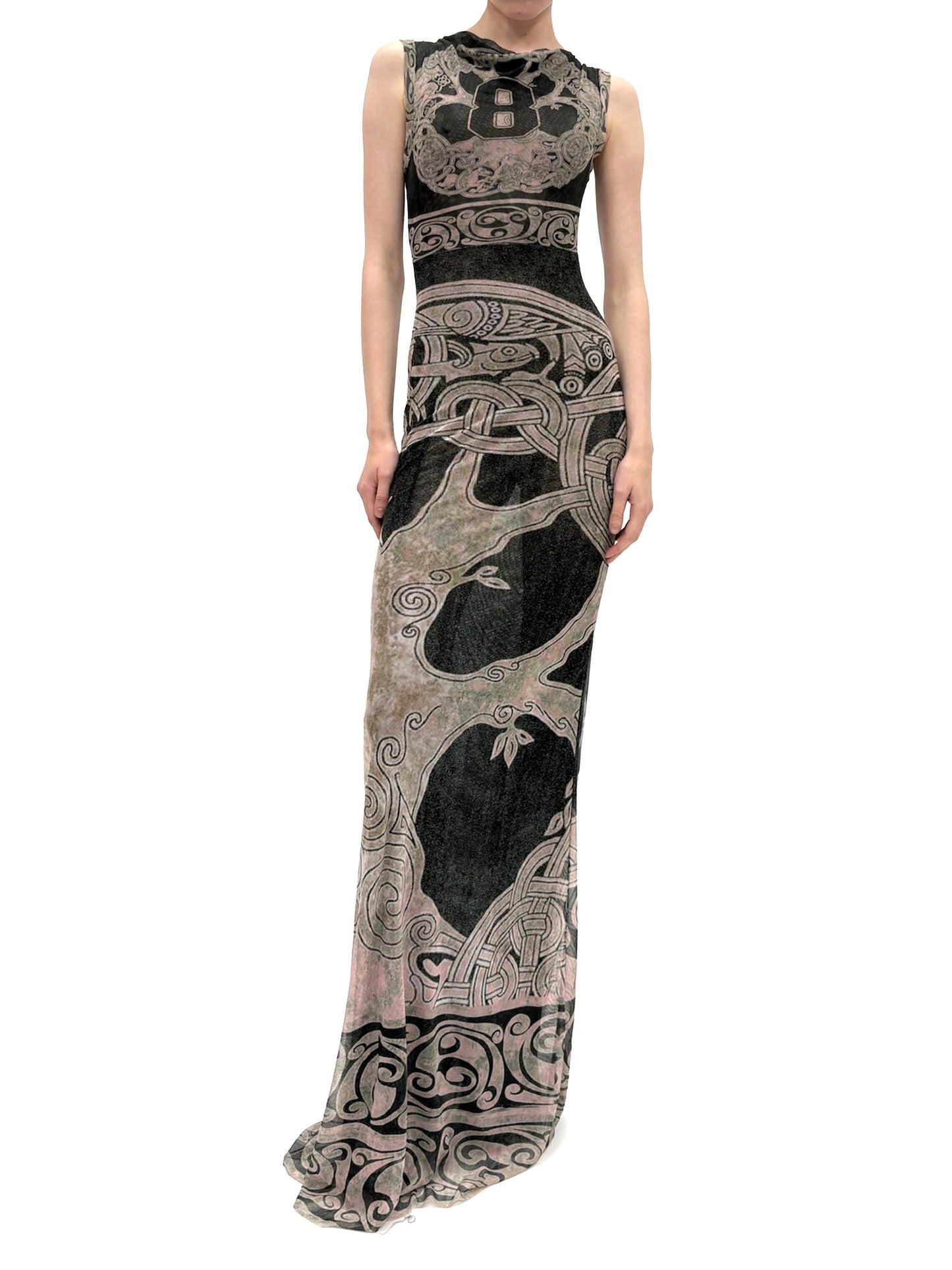 Mesh Maxi Gown Black