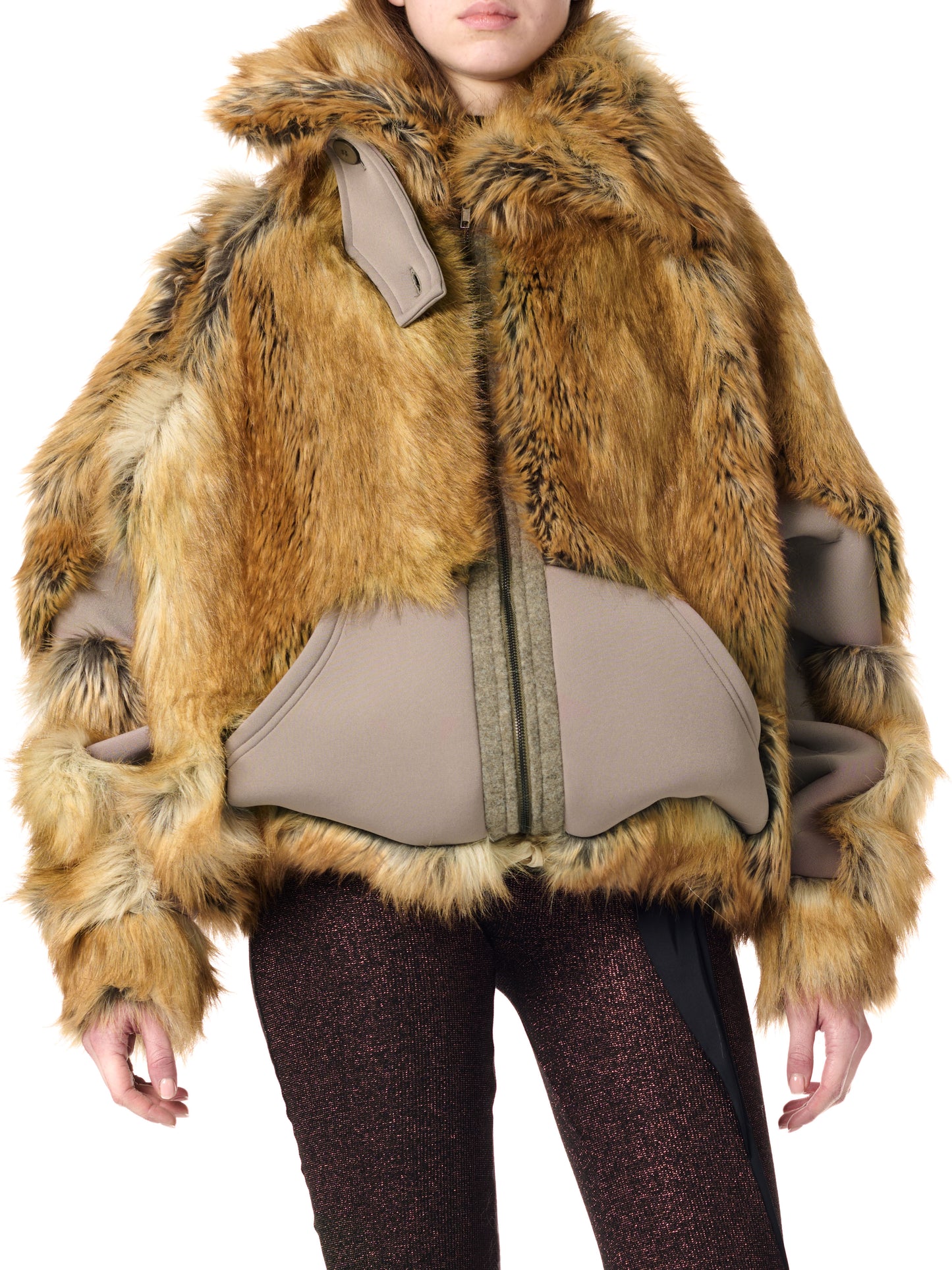 Woven Oversized Furry Jacket