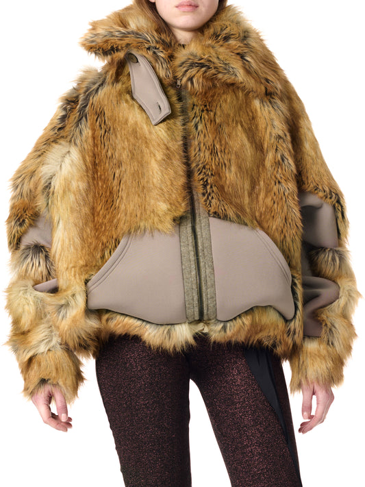 Woven Oversized Furry Jacket