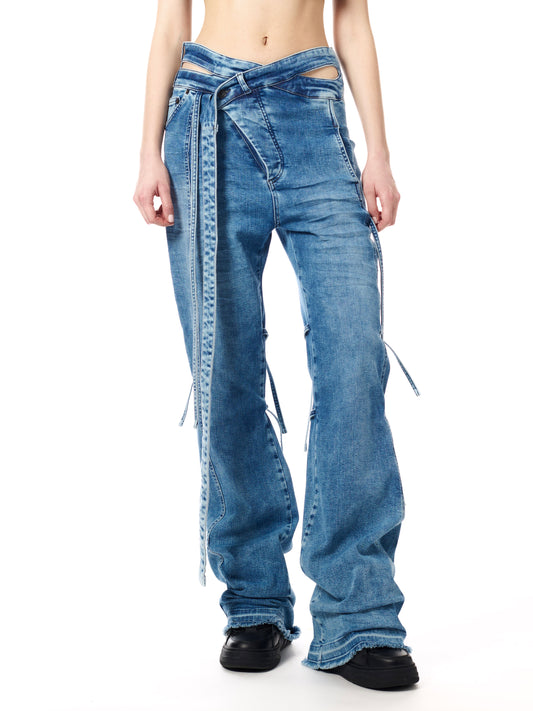 Woven Strappy Signature Wrap Jeans