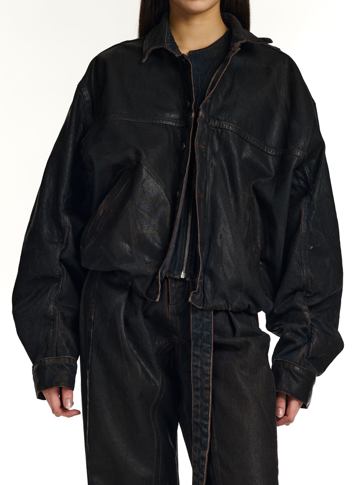 Glazed Flex Denim Jacket Brown Overdye