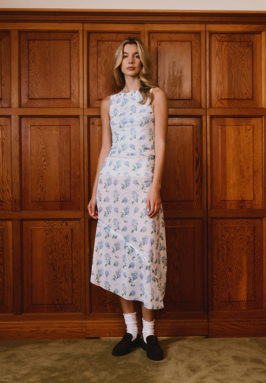 Hydrangea Asymmetric Mesh Skirt