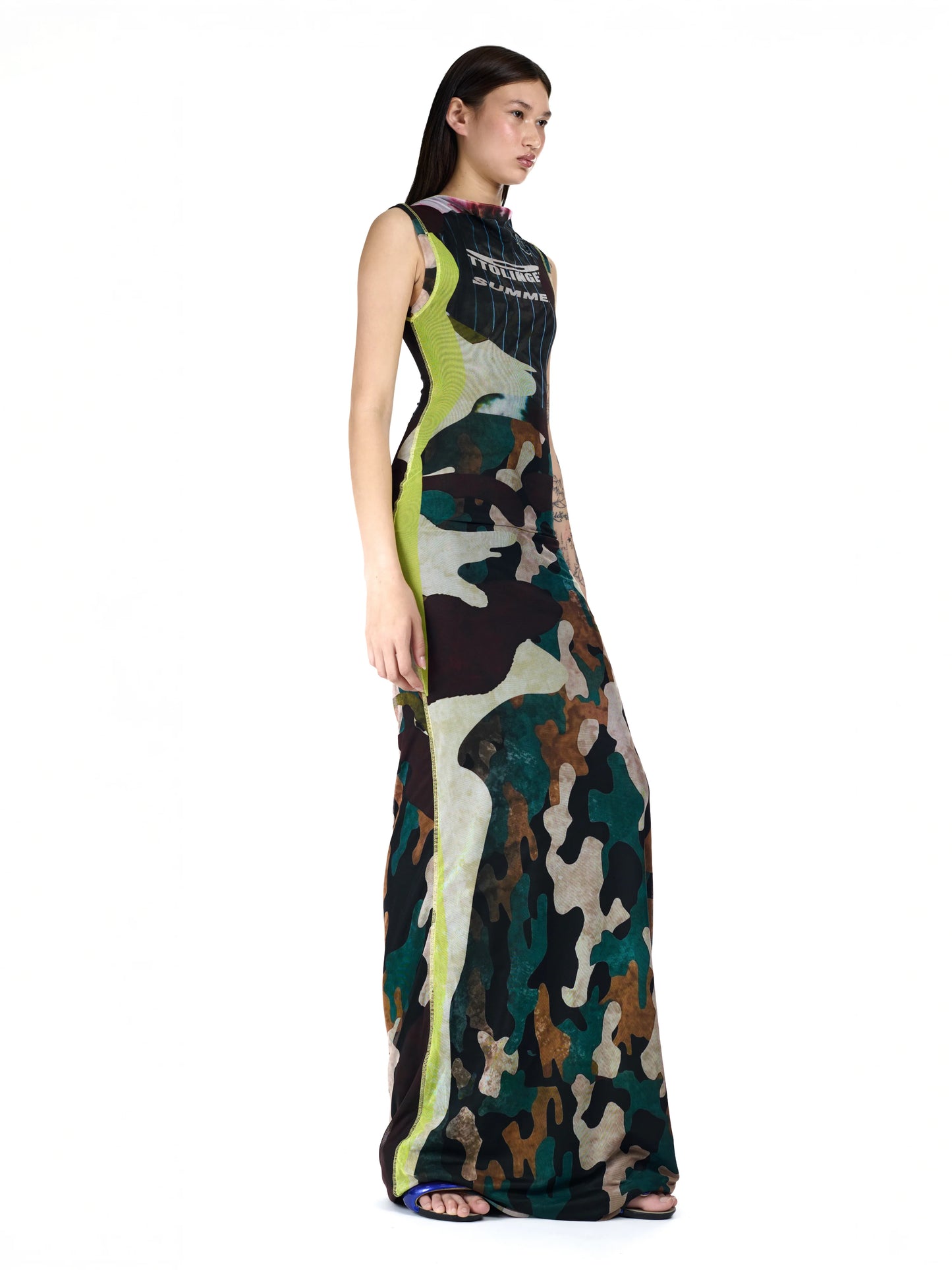 Mesh Maxi Gown - Morph Camo