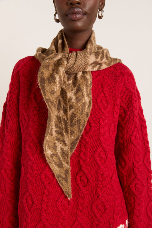 Knitted Head Scarf Leopard