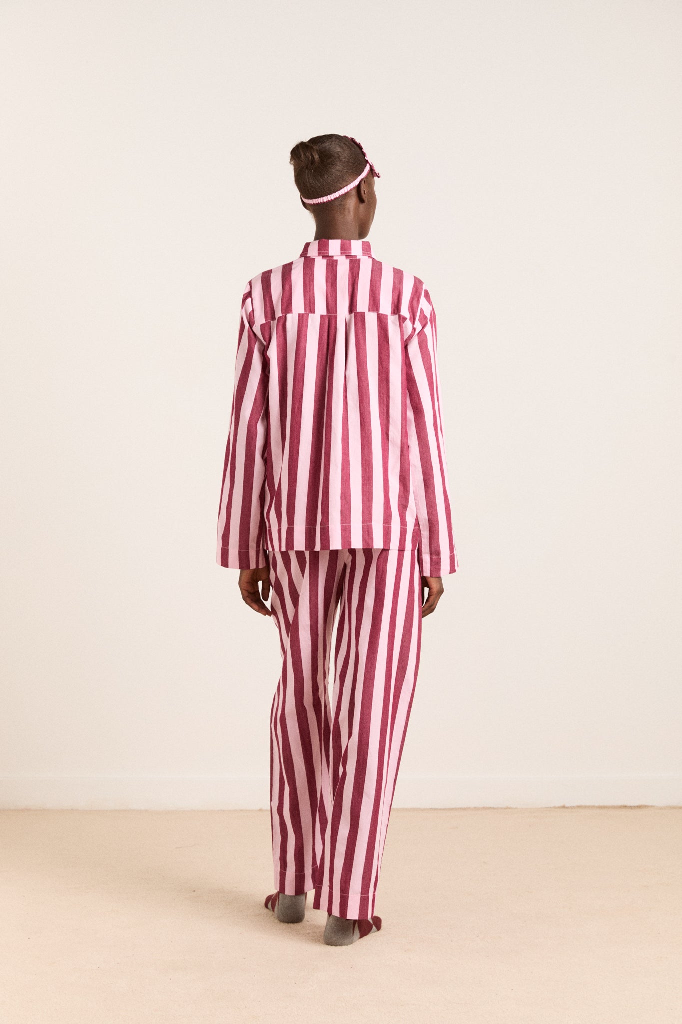 Florine PJ Set Burg/Pink Wide Stripe