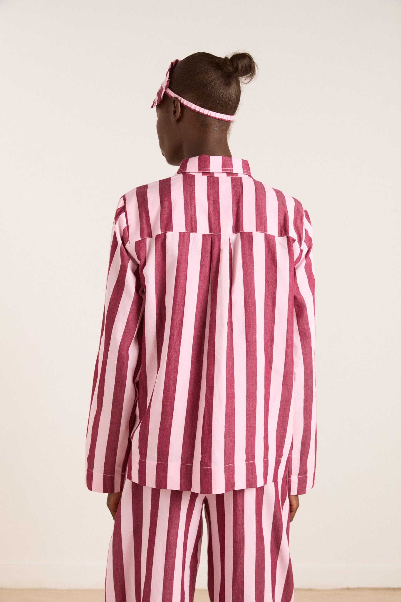 Florine PJ Set Burg/Pink Wide Stripe