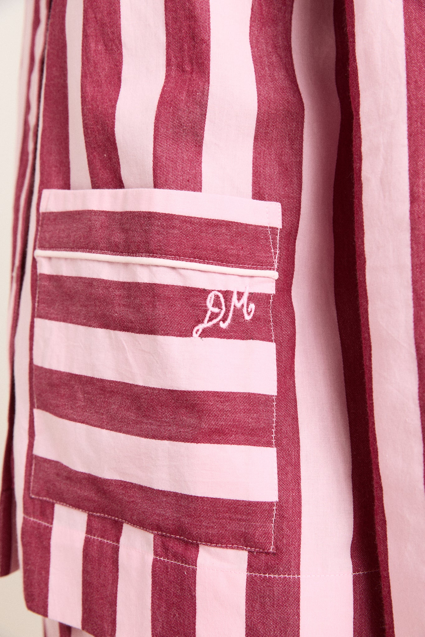 Florine PJ Set Burg/Pink Wide Stripe