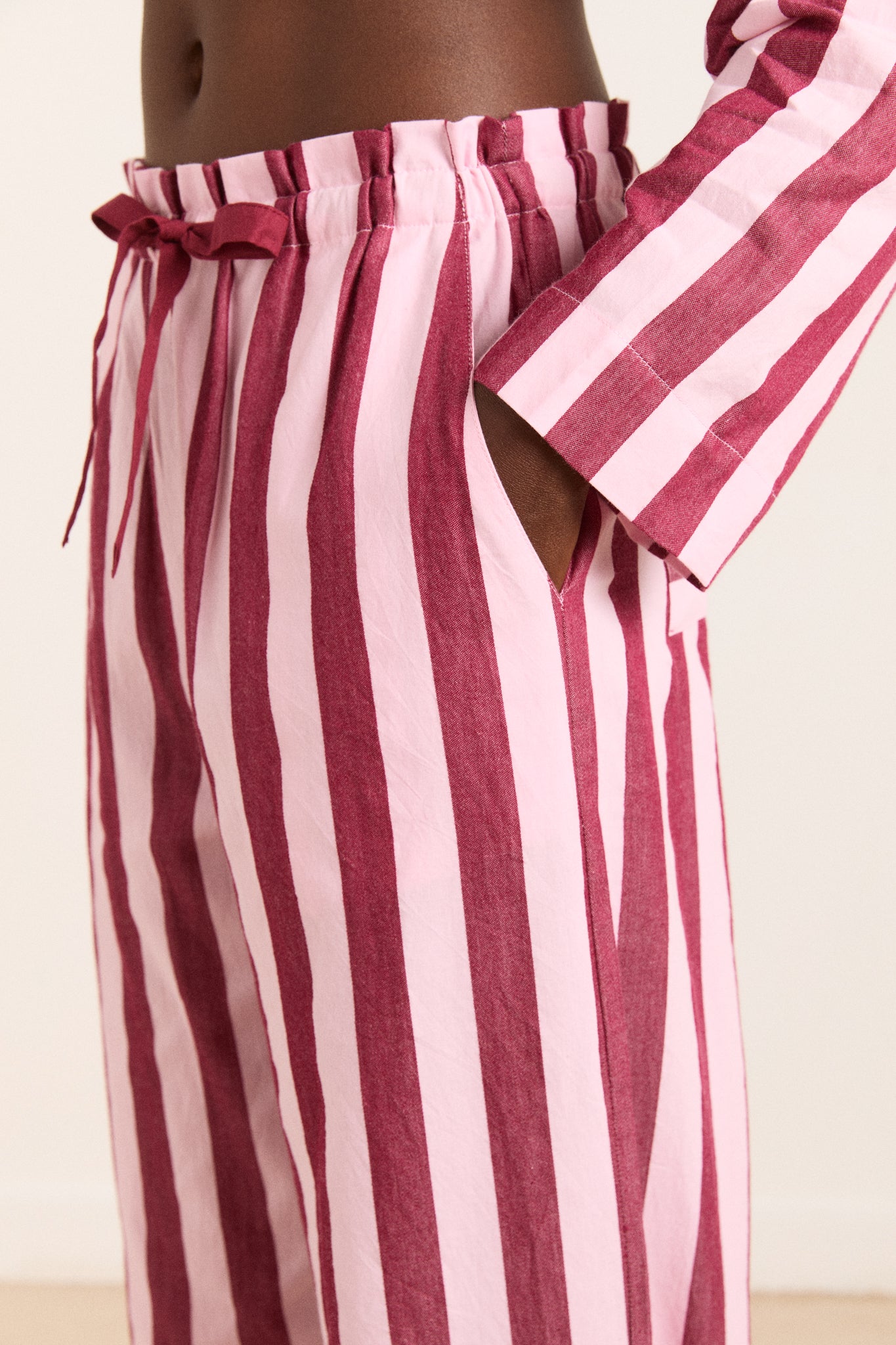 Florine PJ Set Burg/Pink Wide Stripe