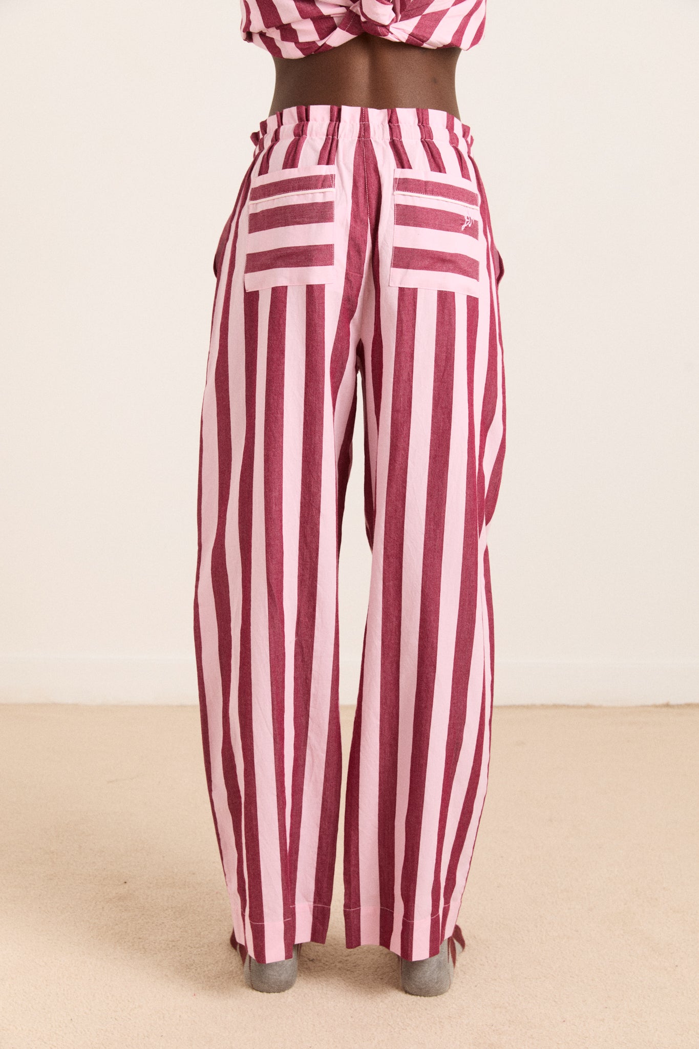 Florine PJ Set Burg/Pink Wide Stripe