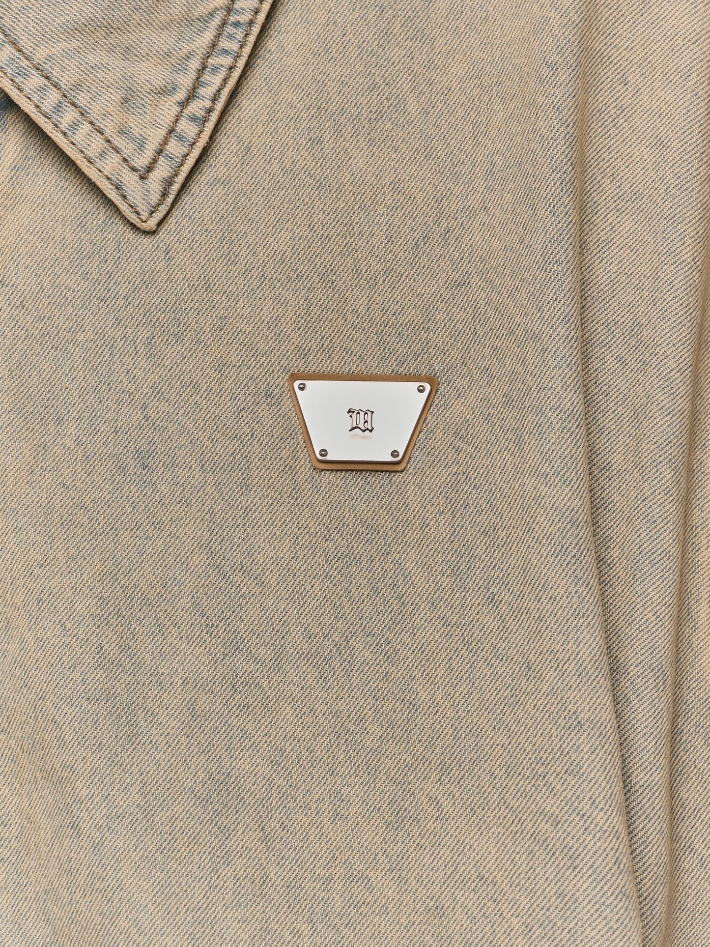 Sand Washed Bomber Denim Jacket