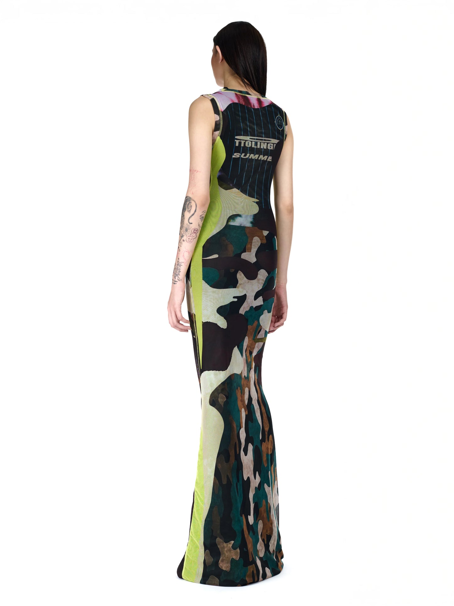 Mesh Maxi Gown - Morph Camo