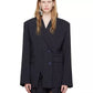 Signature Split Blazer - Navy Striped