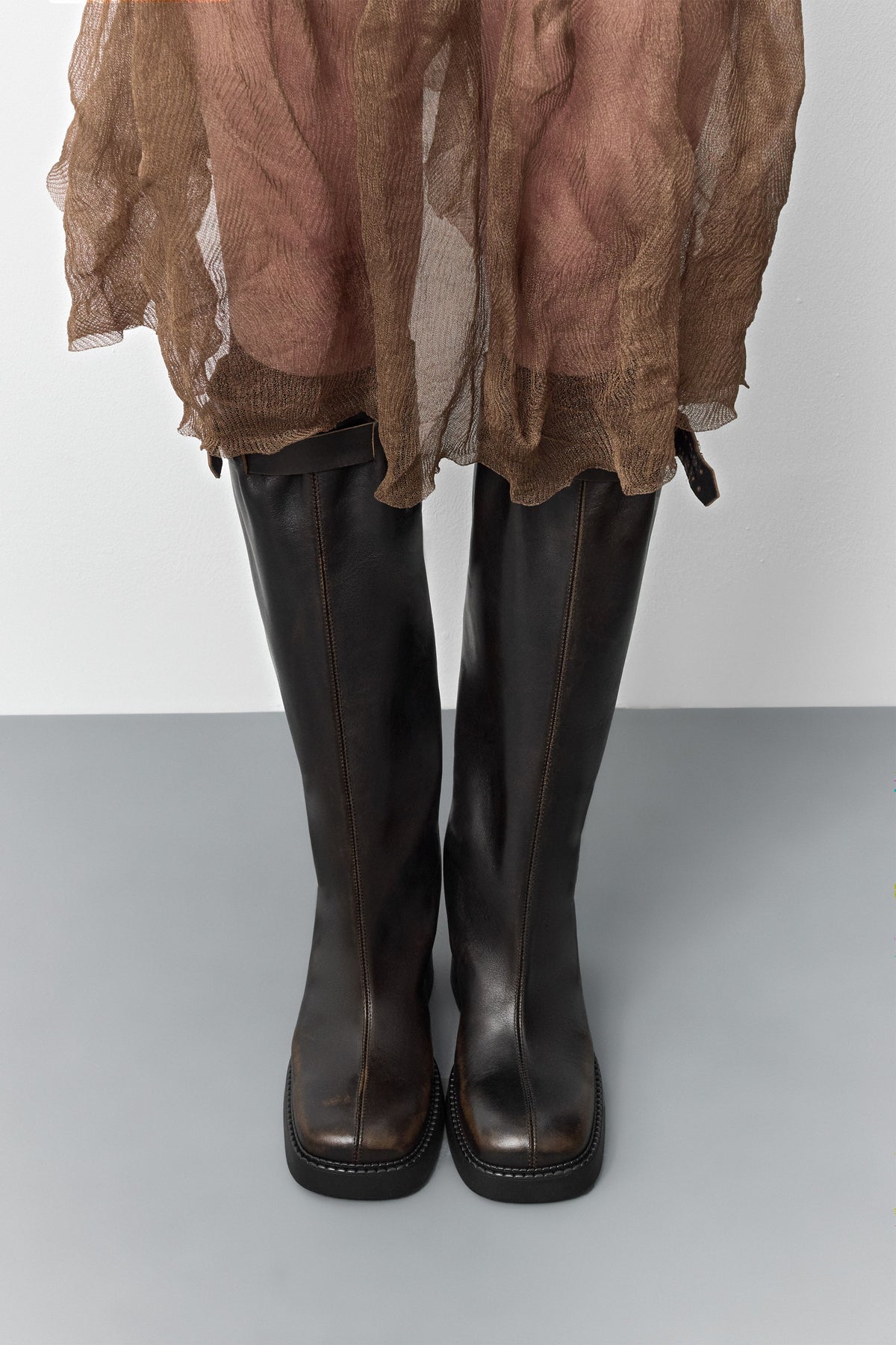 Kristel Brown Tall Boots Brown Brush Off Leather