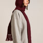 Tassel Hooded Scarf in Burg