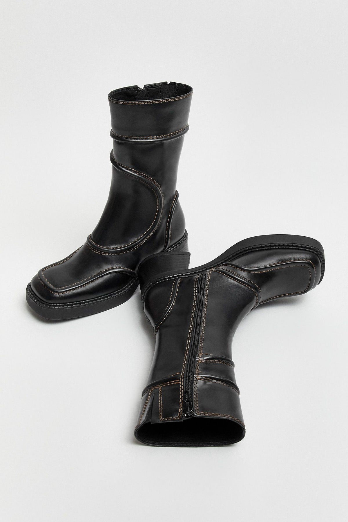 Malene Black & Brown Ankle Boots