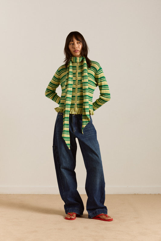 Anelis Cardigan - Green Stripe