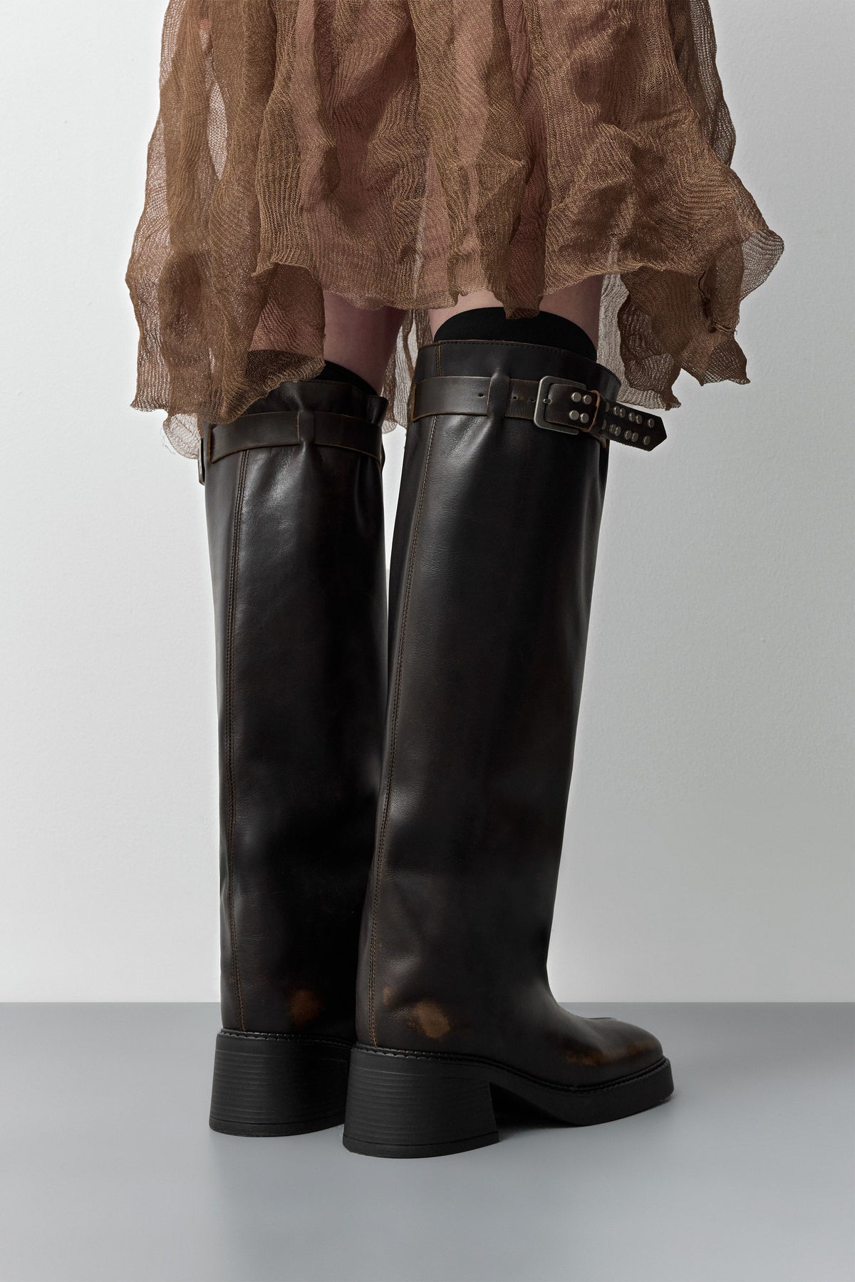 Kristel Brown Tall Boots Brown Brush Off Leather