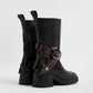 Janina Black Belted Ankle Black Leather