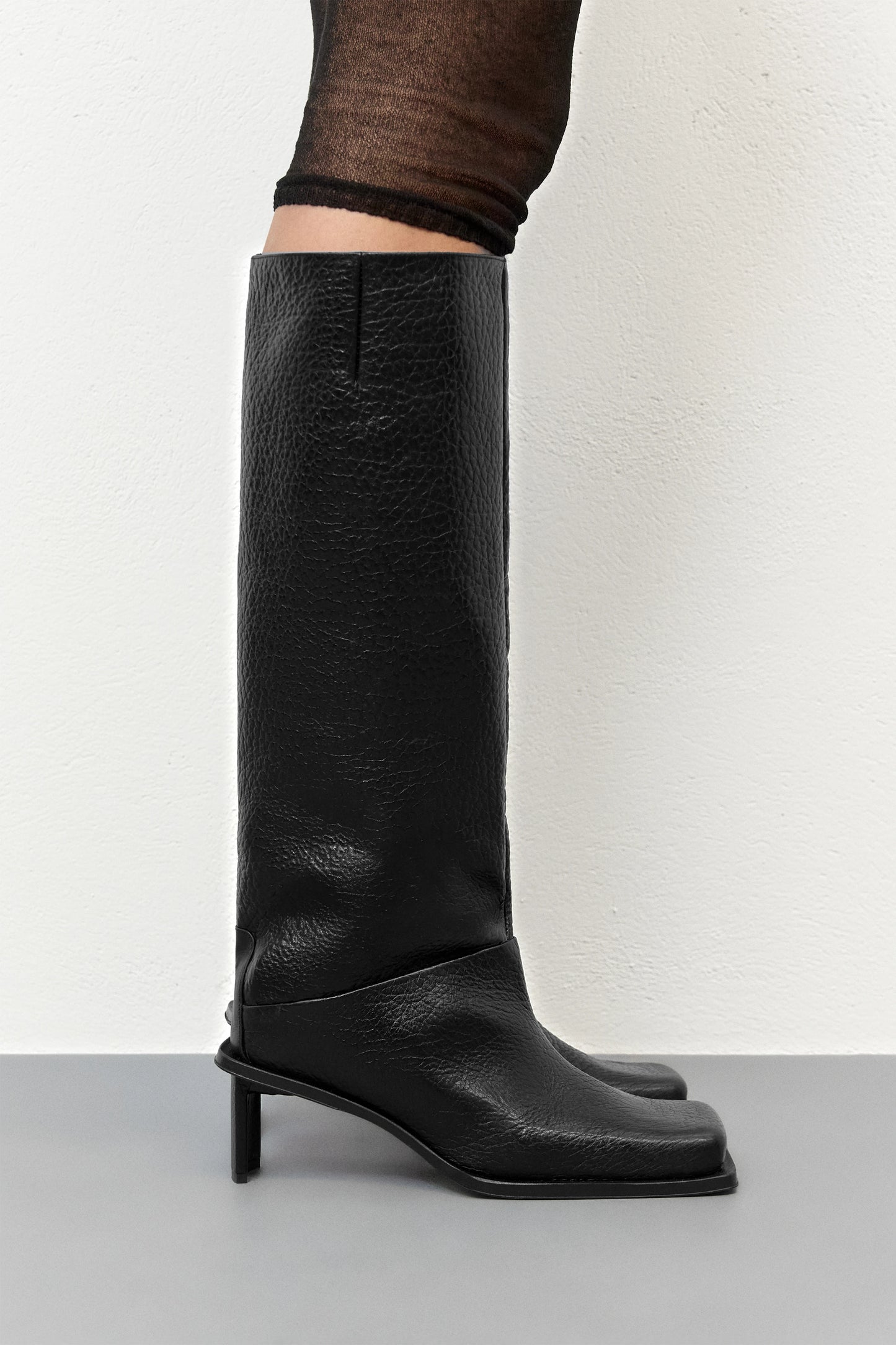 Brianna Black Grain Tall Boots