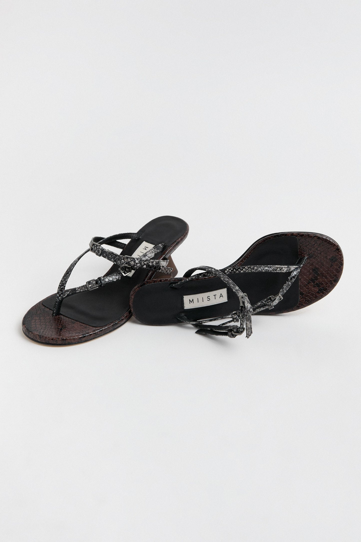 Abisai Grey Snake Embossed Leather Sandals