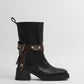 Janina Black Belted Ankle Black Leather