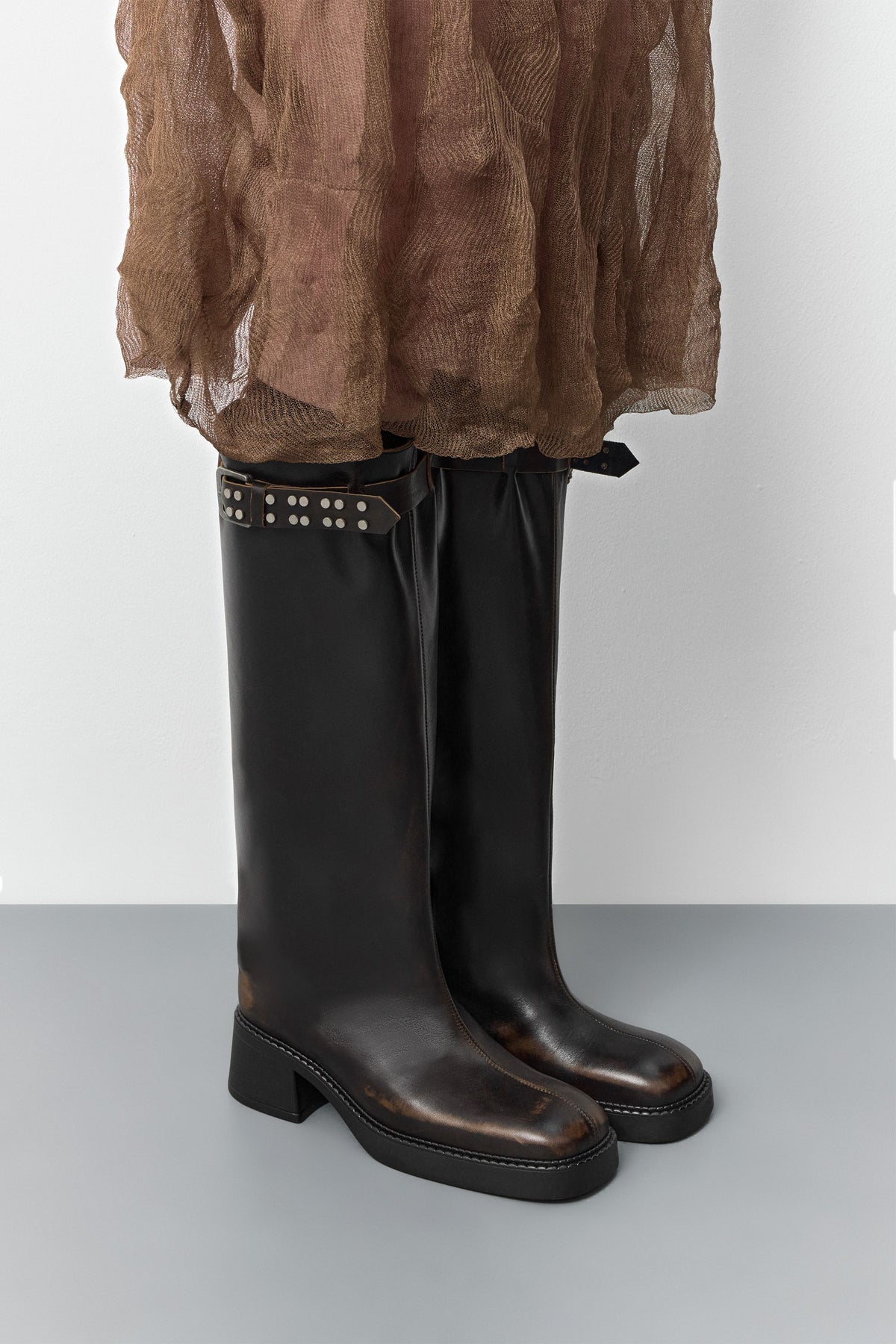 Kristel Brown Tall Boots Brown Brush Off Leather