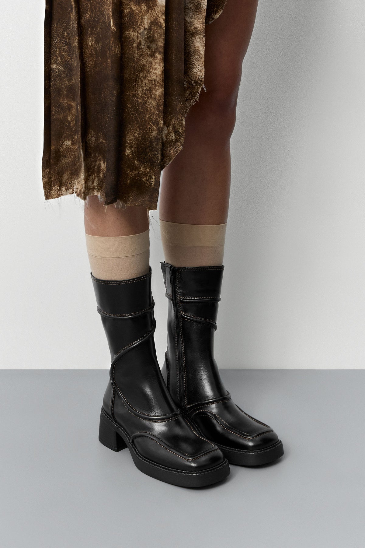 Malene Black & Brown Ankle Boots