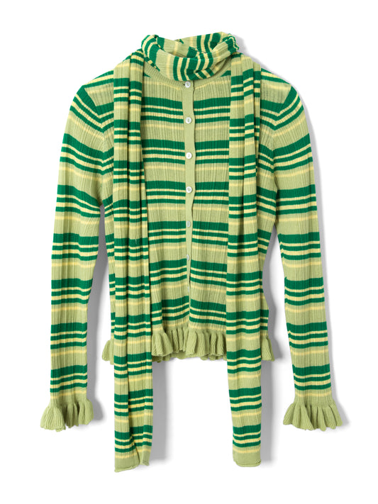 Anelis Cardigan - Green Stripe