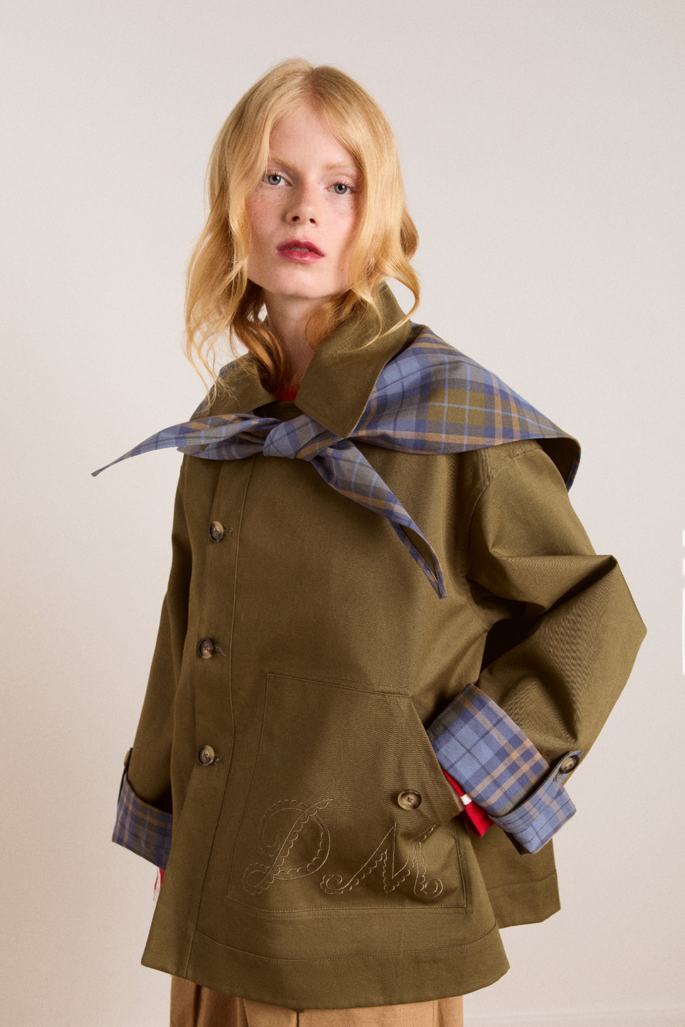 Jerry Crop Trench Coat Olive