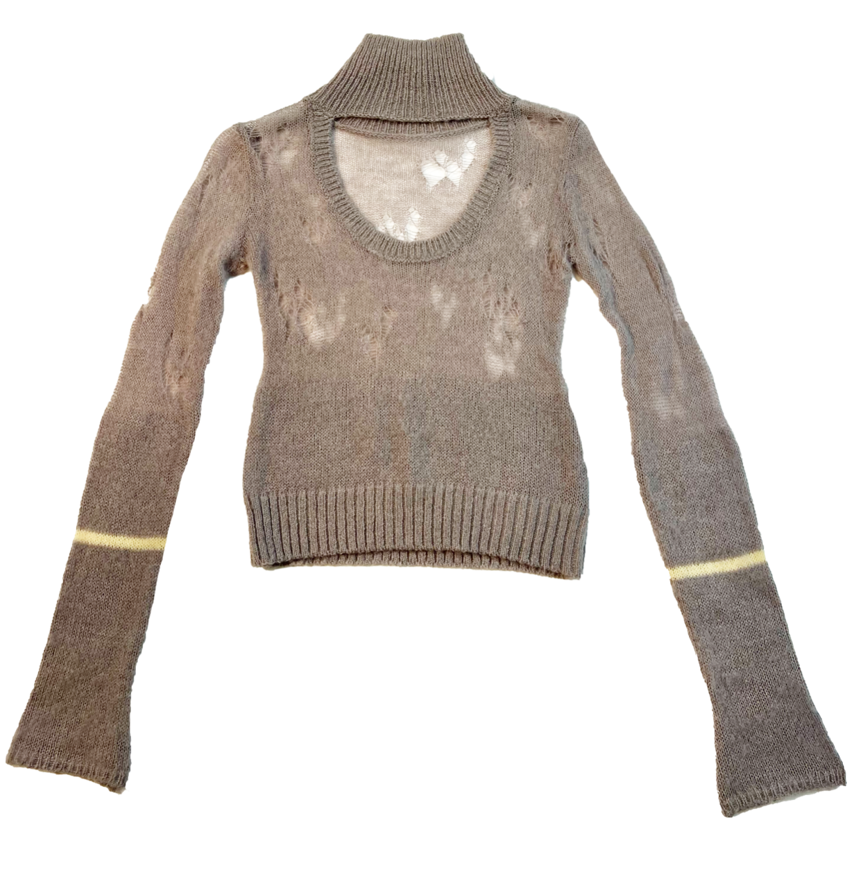 Distressed Slim Fit Turtleneck Sweater