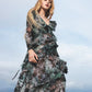 The Frill maxi dress in Dark forest