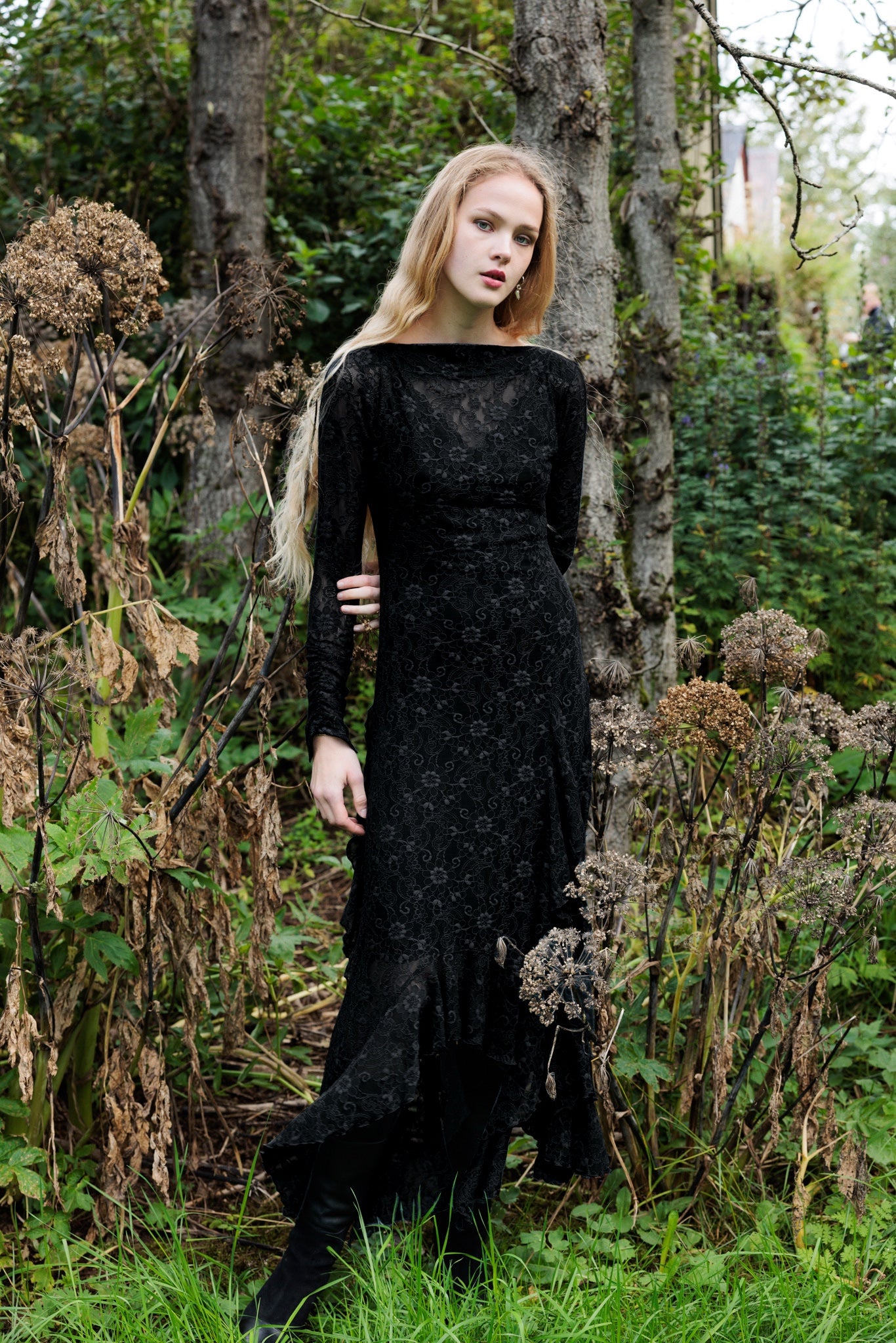 The Butterfly Dress in Black Lace