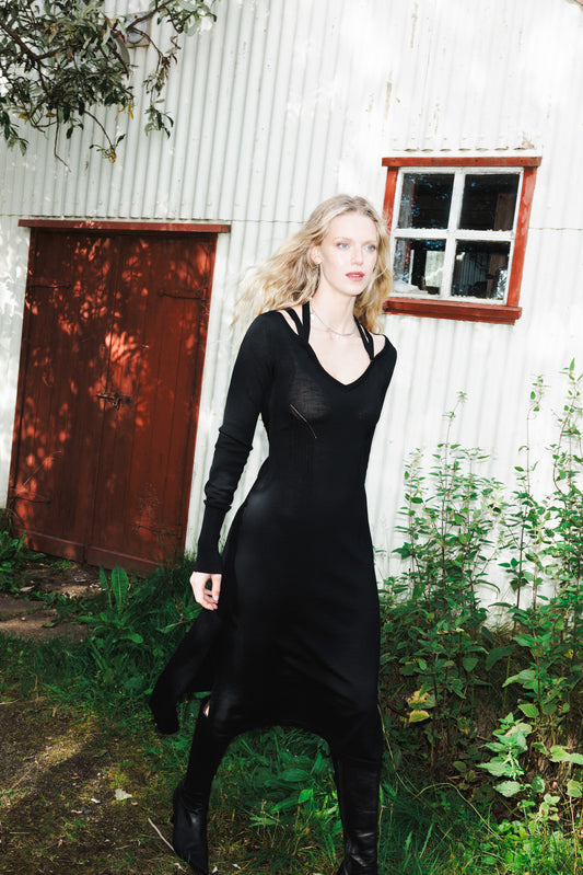 The Tie-Knit Dress - Black