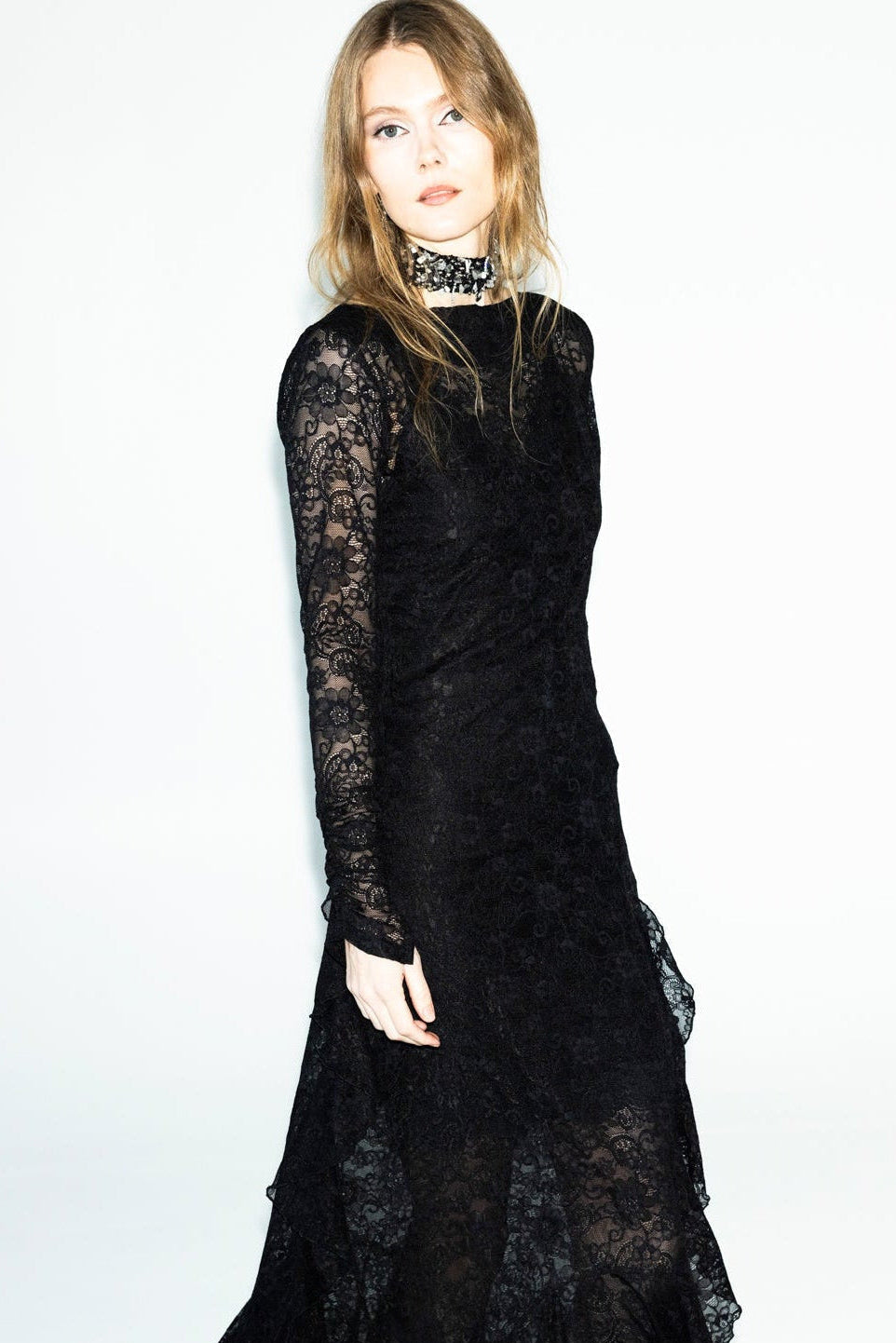 The Butterfly Dress in Black Lace
