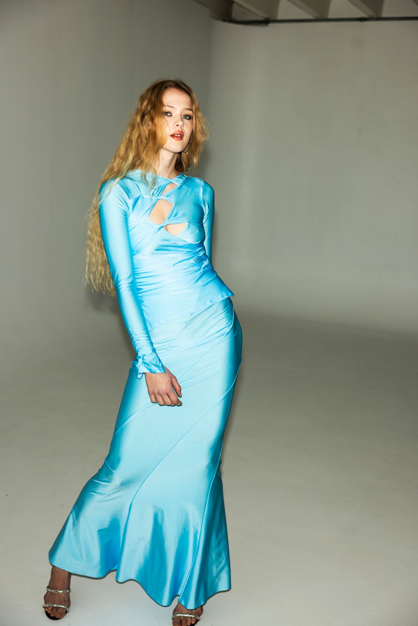 The Twisted Maxi Skirt in Aqua Blue