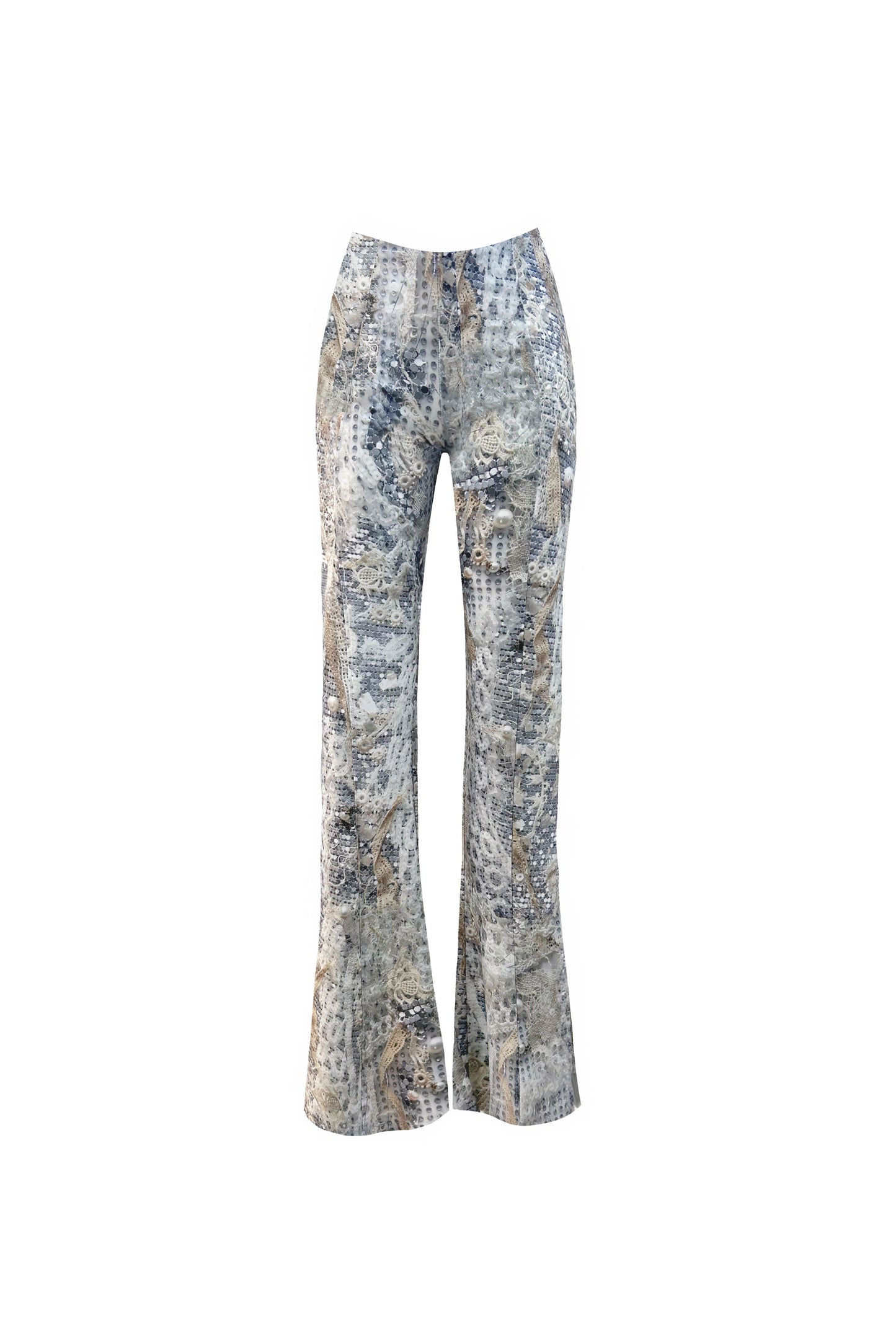 The Trousers with Slit in Silver Current