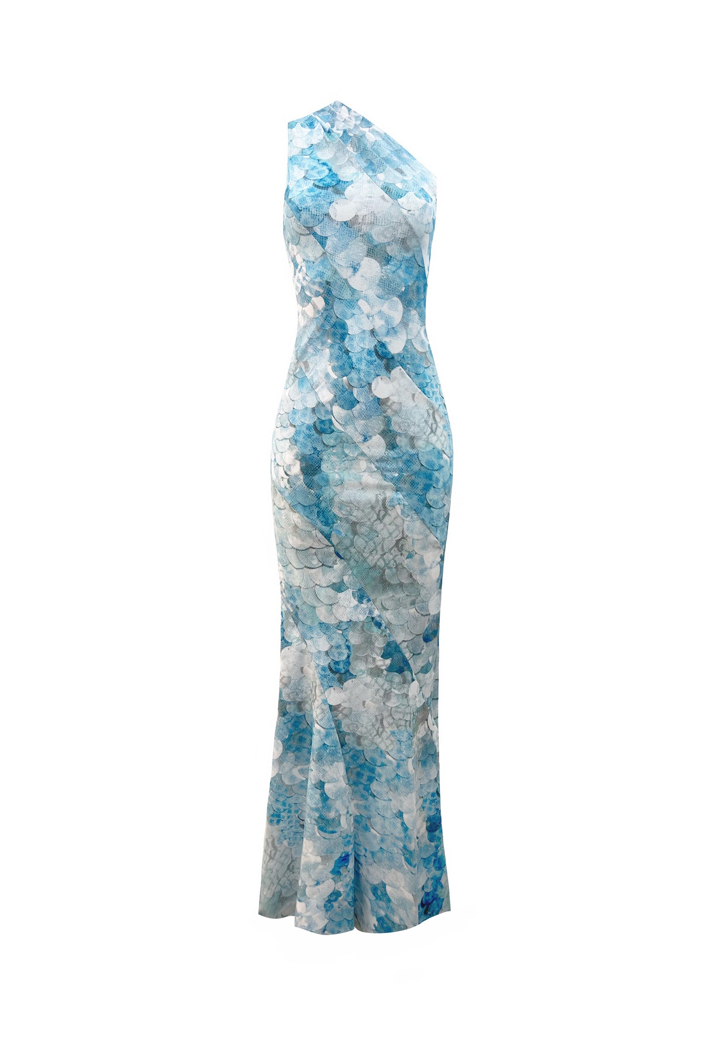 One Shoulder Maxi Dress in Seashell Sparkle