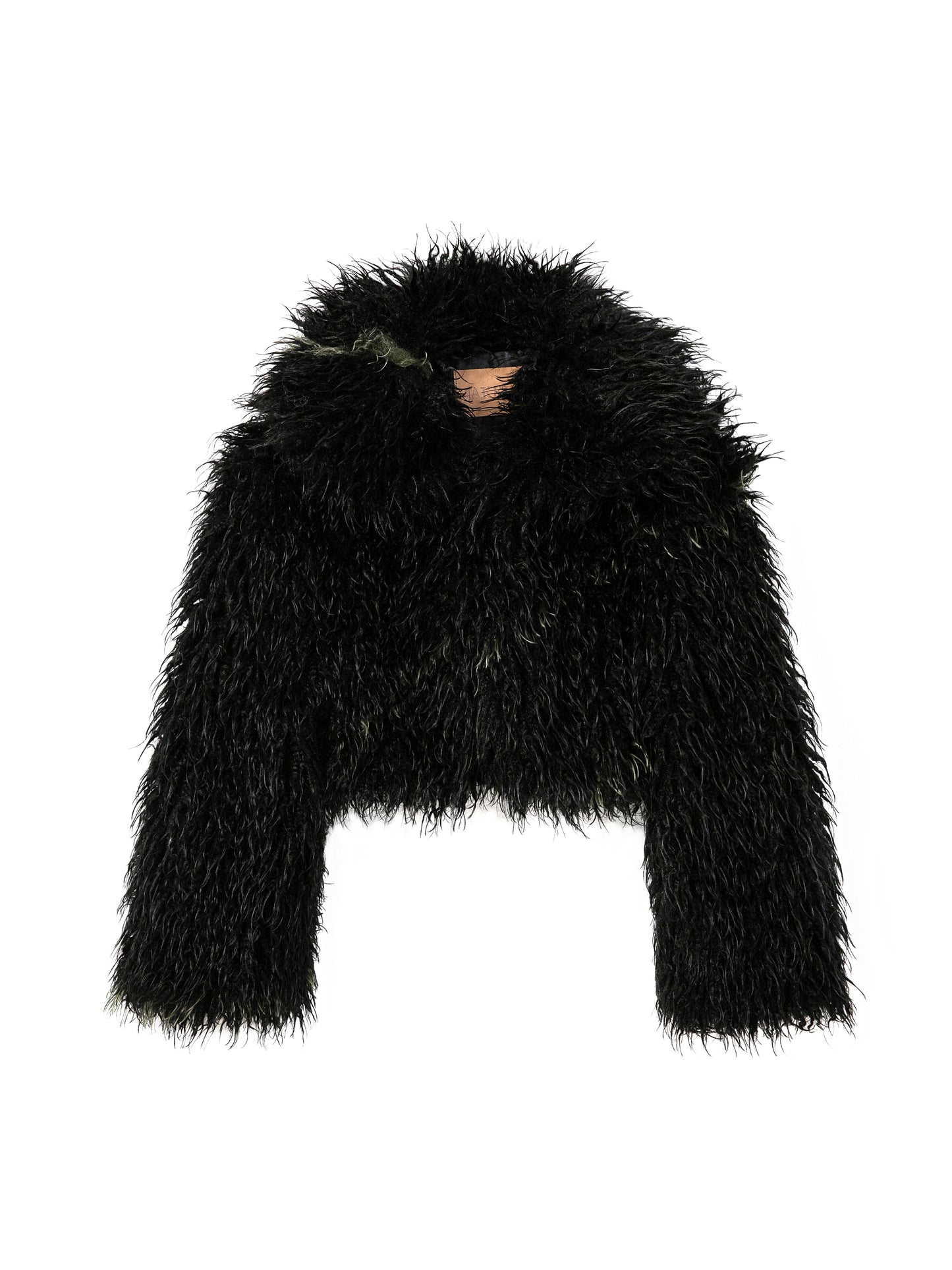 Spun Jacket - Black Green Feather Trim