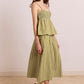 Caspia Volume Midi Skirt Basil Stripe