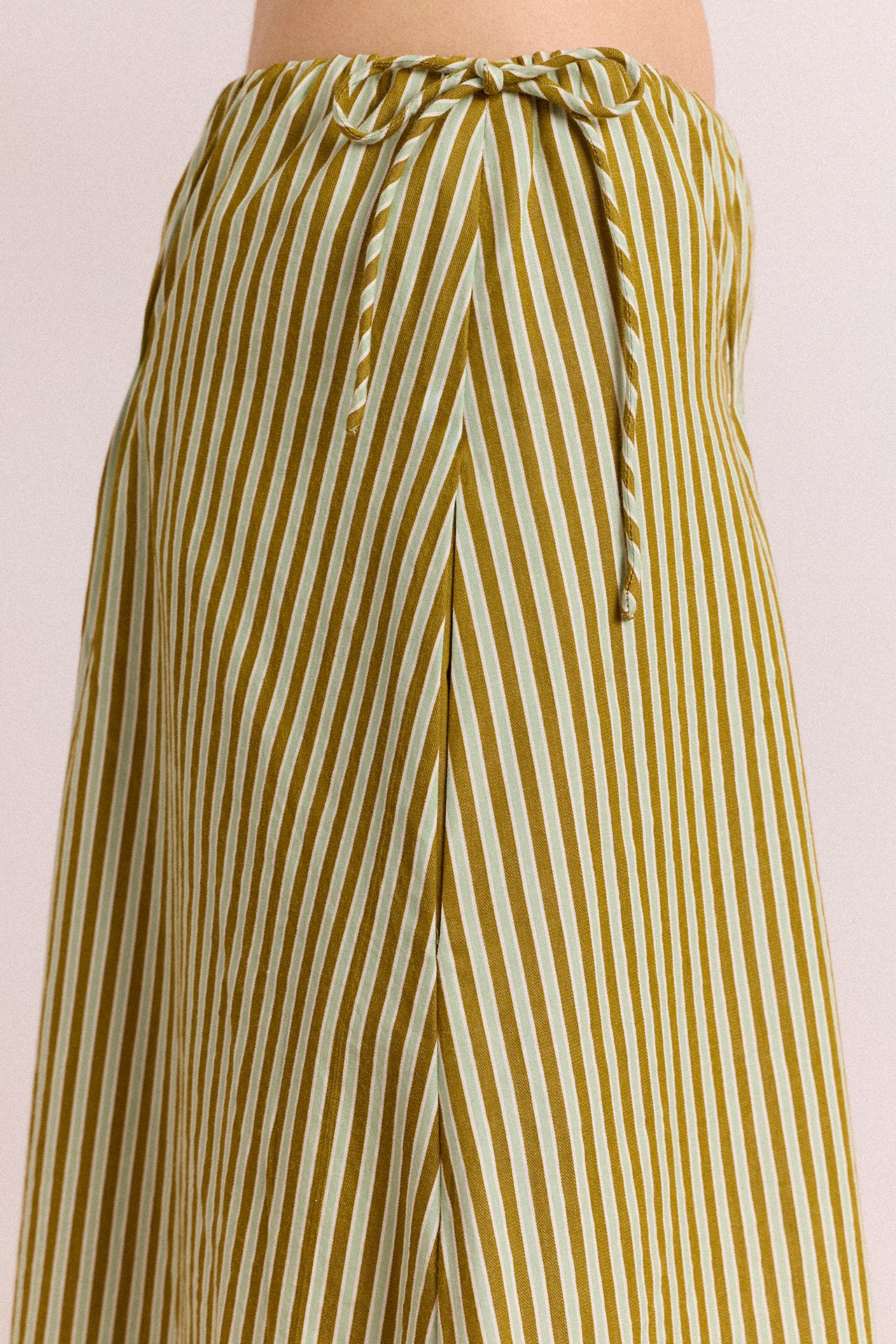Caspia Volume Midi Skirt Basil Stripe