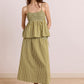 Caspia Volume Midi Skirt Basil Stripe