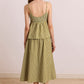 Caspia Volume Midi Skirt Basil Stripe