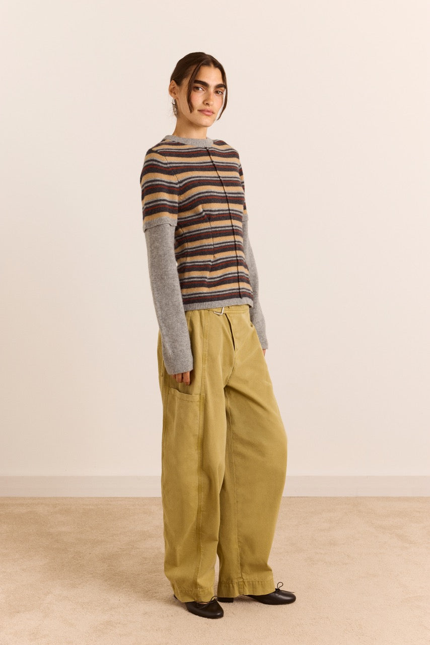 Clara Double Sleeve Merino Wool Jumper - Stripe