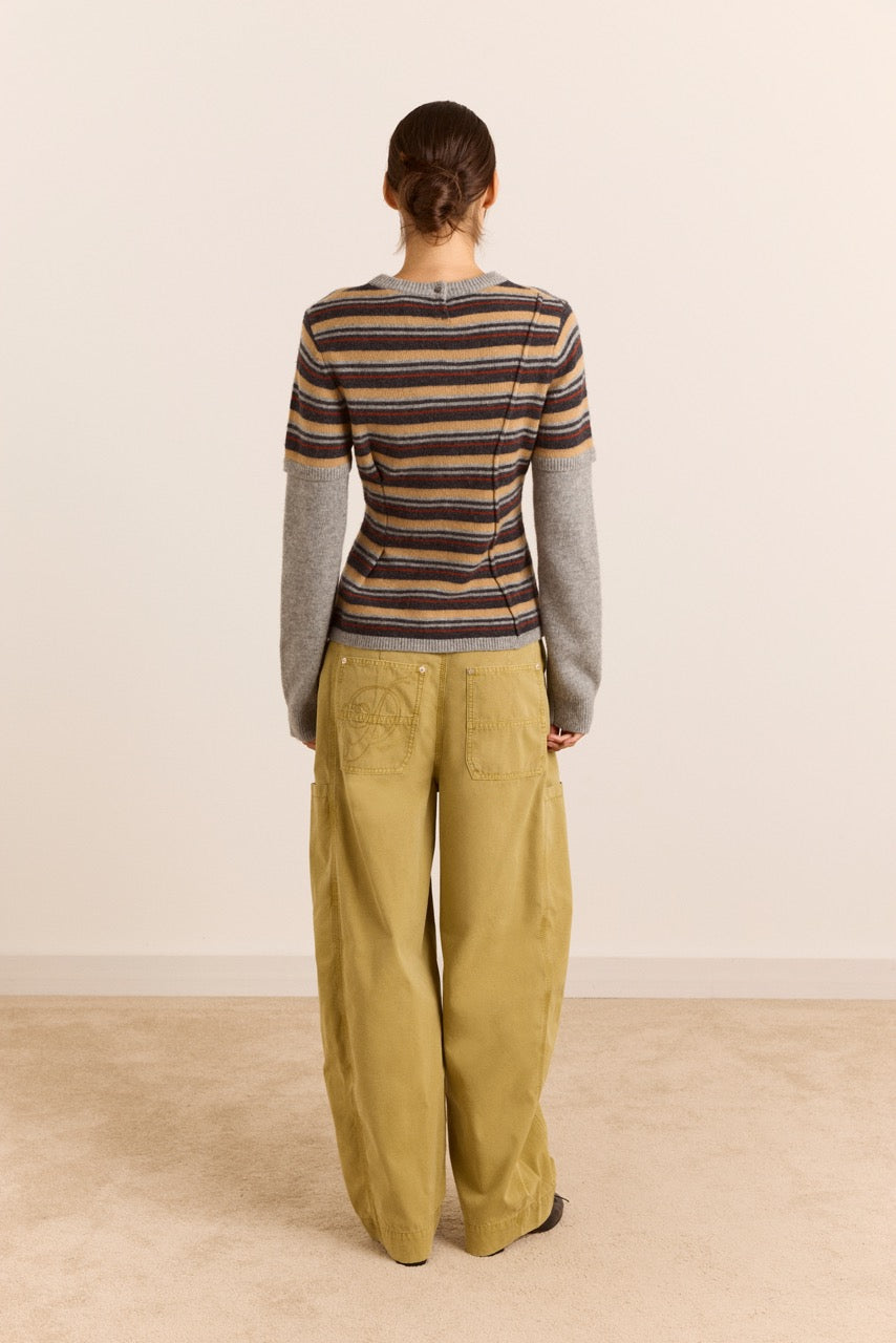Clara Double Sleeve Merino Wool Jumper - Stripe