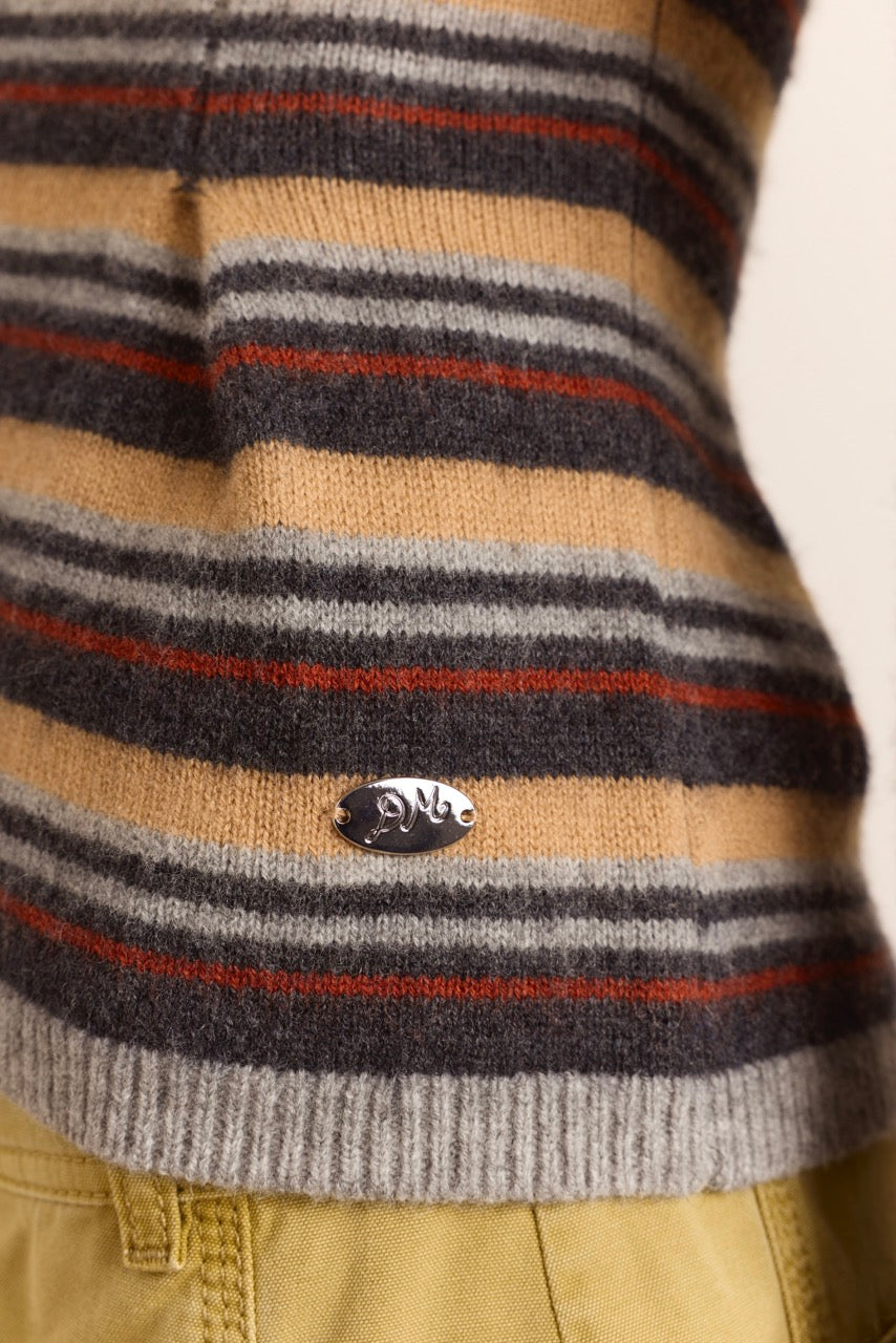 Clara Double Sleeve Merino Wool Jumper - Stripe