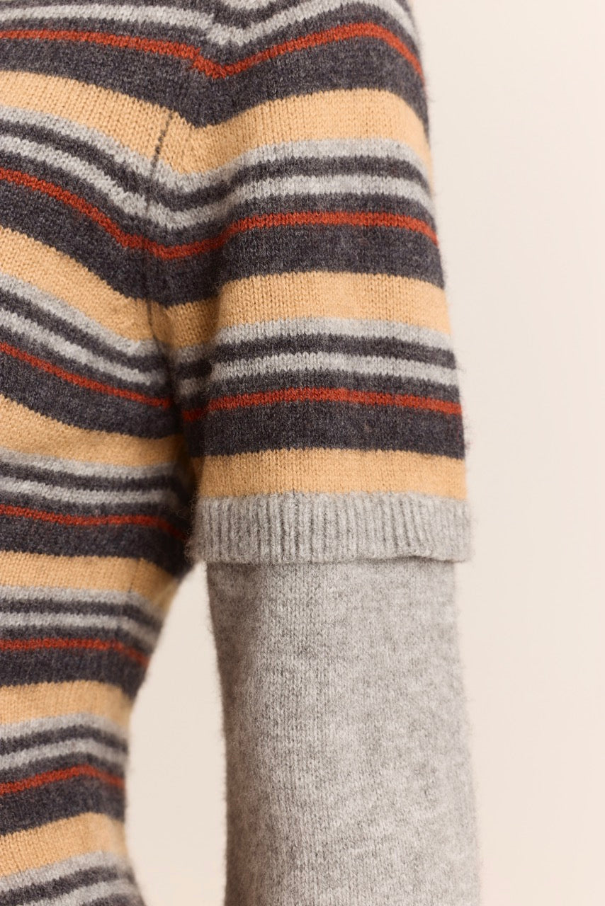 Clara Double Sleeve Merino Wool Jumper - Stripe
