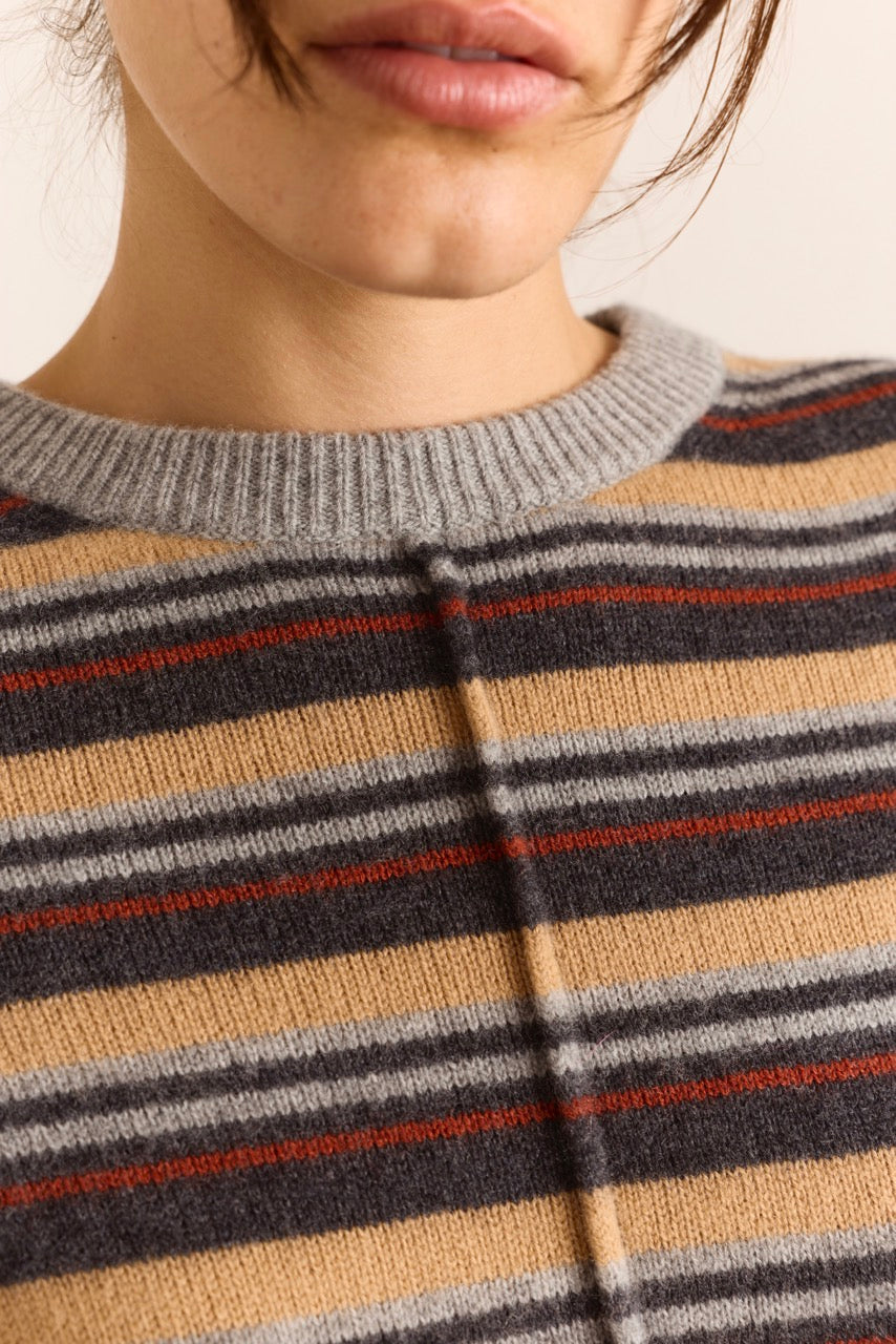 Clara Double Sleeve Merino Wool Jumper - Stripe