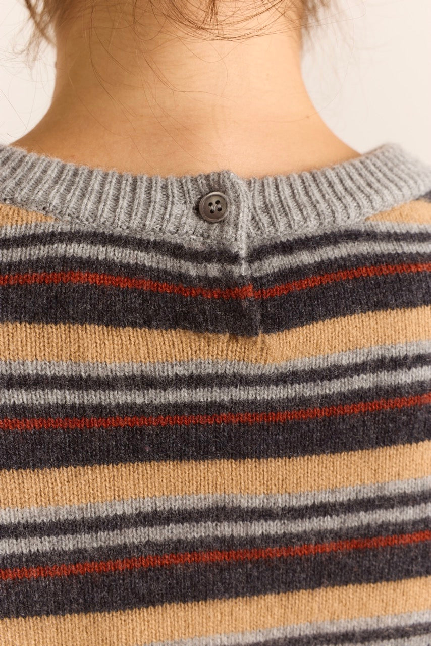 Clara Double Sleeve Merino Wool Jumper - Stripe